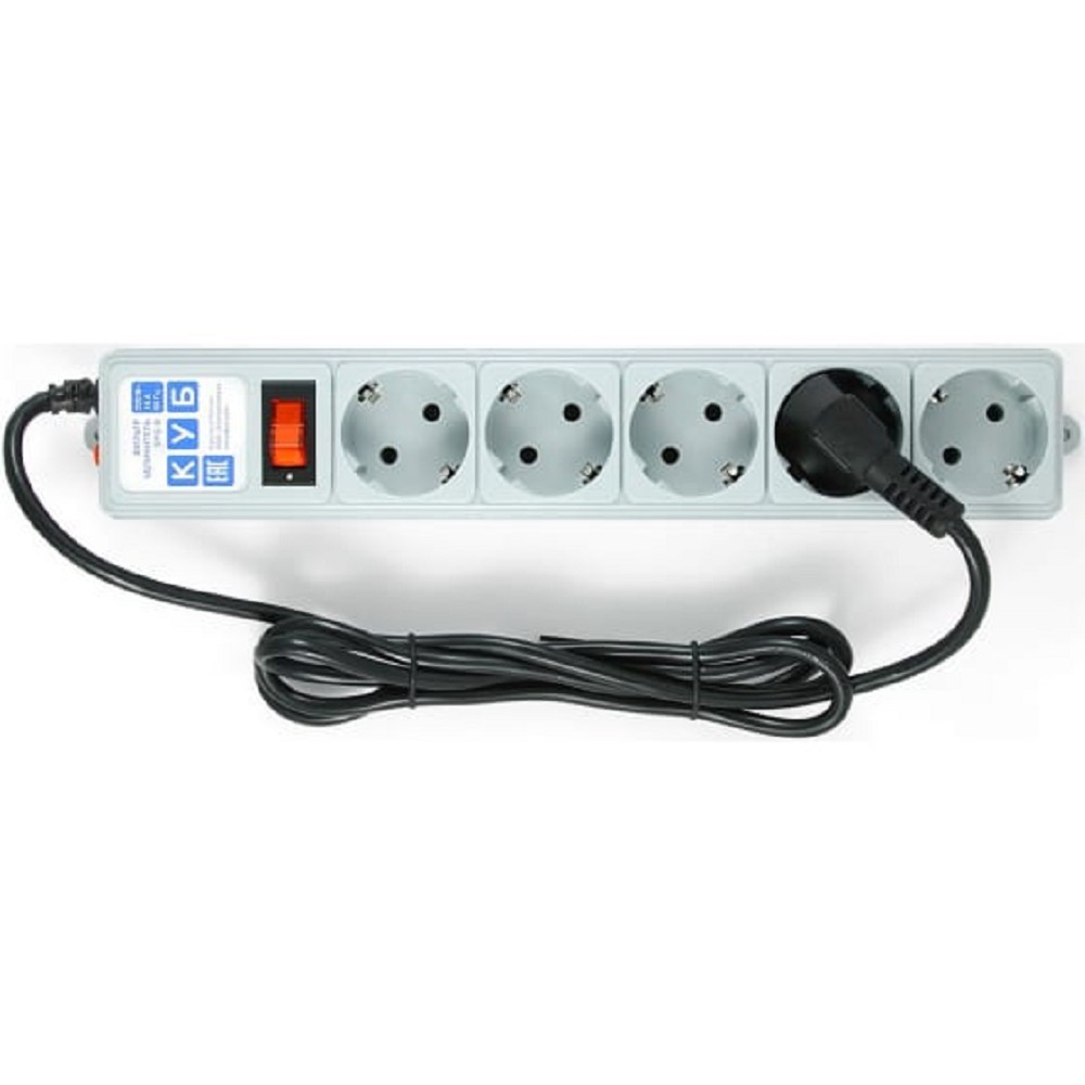 PowerCube Фильтр-удлинитель, 1.9м , 5 розеток (SPG-B-6), серый