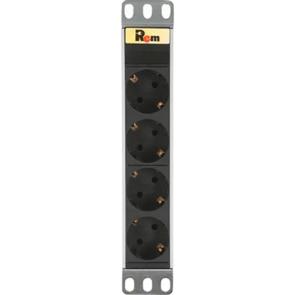 REM Блок розеток Rem-10 без шнура, 4 Schuko, вход IEC 60320 C14, 10A, алюм., 10