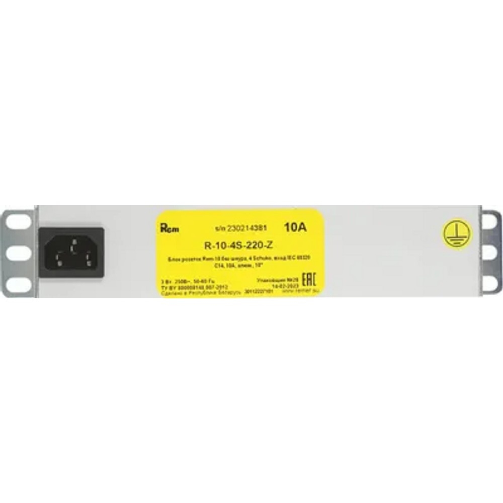REM Блок розеток Rem-10 без шнура, 4 Schuko, вход IEC 60320 C14, 10A, алюм., 10
